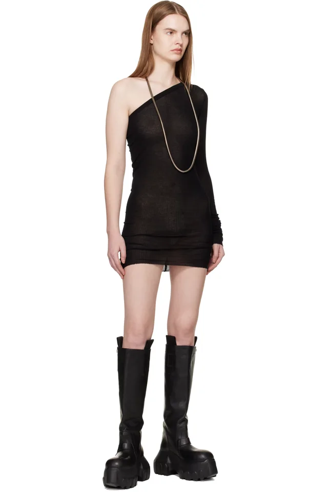 Rick Owens Black Temple Ziggy Minidress, photo 4 of 4 from SSENSE