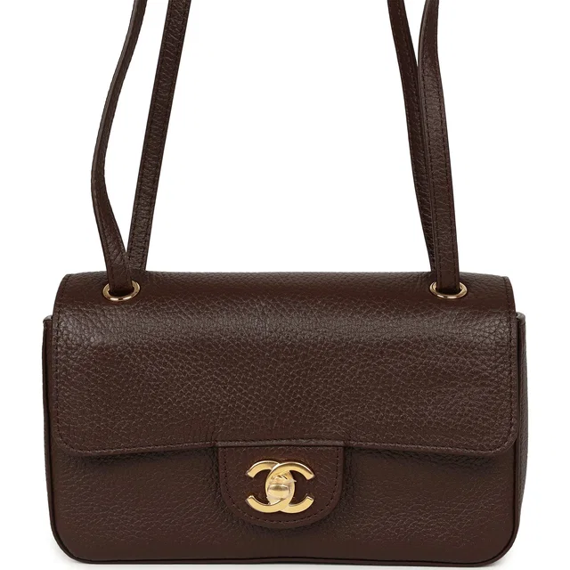 Chanel Mini "Souplissimo" Flap Bag Dark Brown Grained Calfskin Gold Hardware in Brown Caviar leather from Madison Avenue Couture