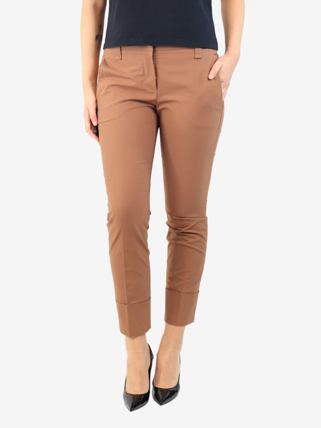 Brunello Cucinelli Brown tailored cotton trousers - size UK 10 in Brown from Sign of the Times