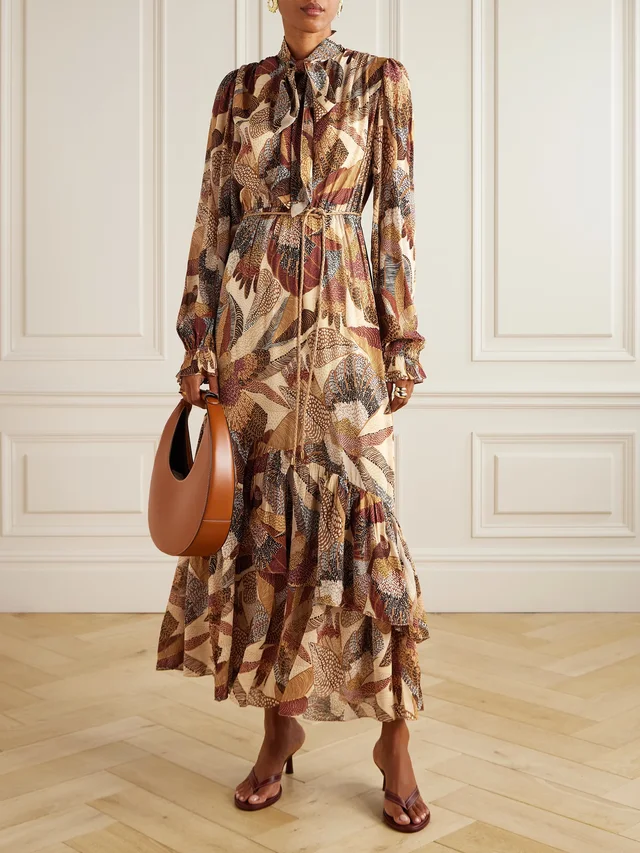 FARM RIO Belted printed modal maxi dress in Beige, photo 2 of 2 from NET-A-PORTER (Canada)