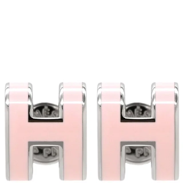 Hermès Earrings Pop Mini Enamel Rose Dragee Silver Pop Motif PG RG in Pink from The Reluxe