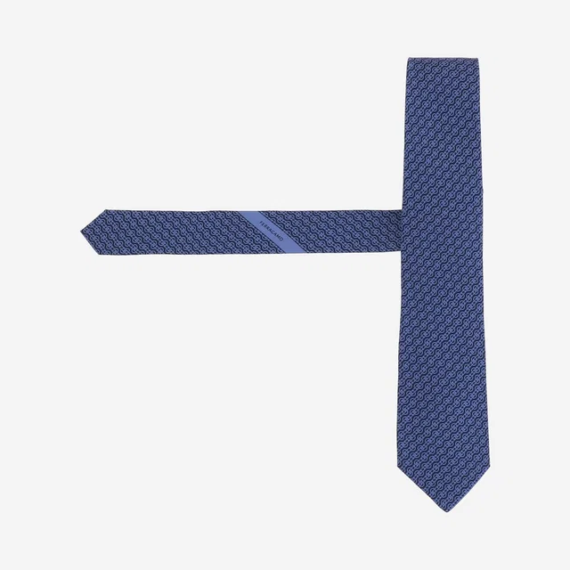 Ferragamo Silk Jacquard Necktie — Navy Neckties in Navy Silk from HEWI