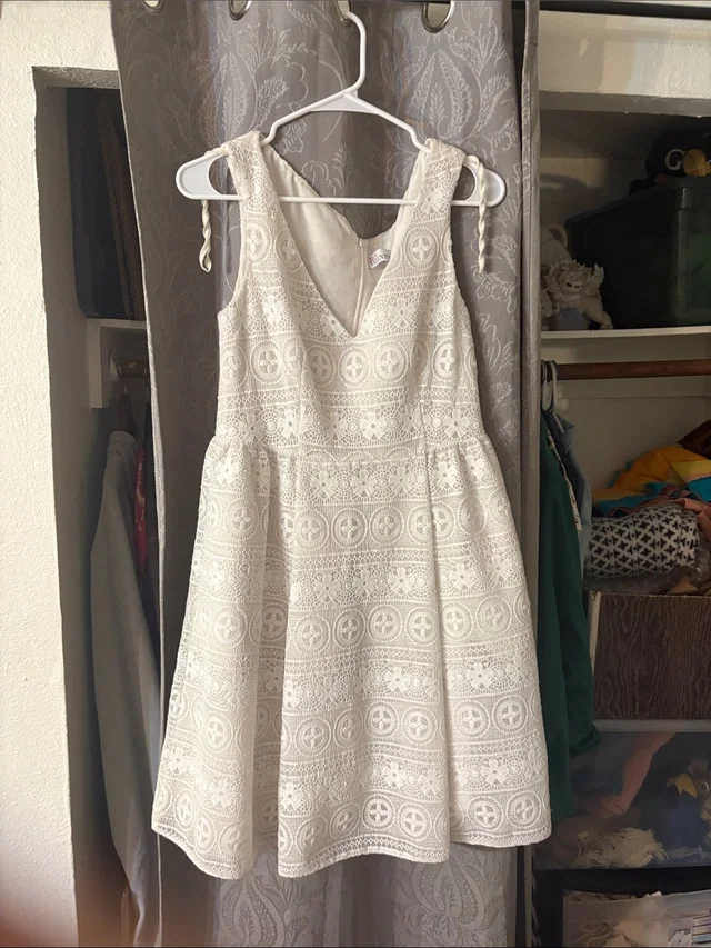 REDValentino Cream Lace Mini Dress With V-Neck in White from Poshmark