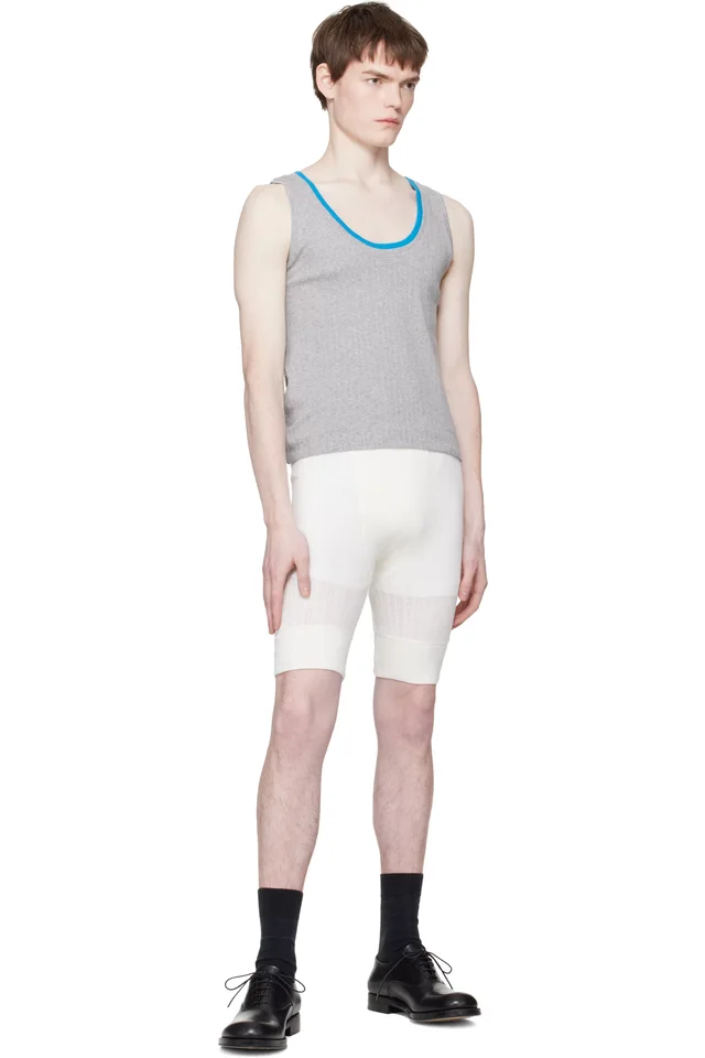 Dries Van Noten Gray Pointelle Tank Top, photo 5 of 5 from SSENSE