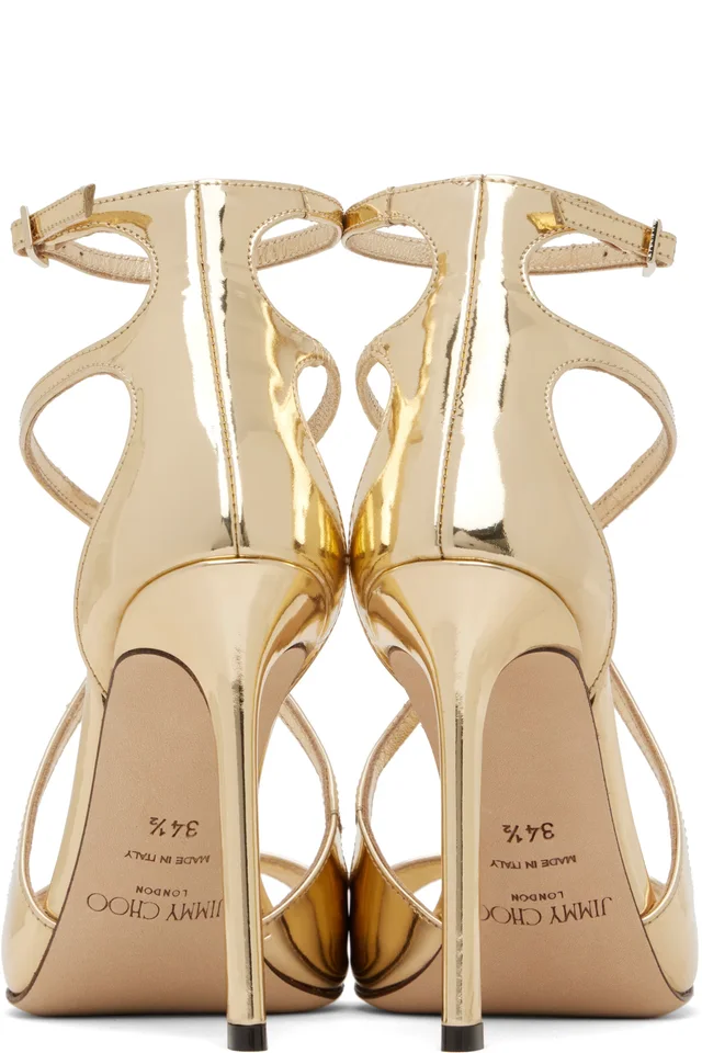 Jimmy Choo Gold Azia 110 Heeled Sandals, photo 2 of 5 from SSENSE