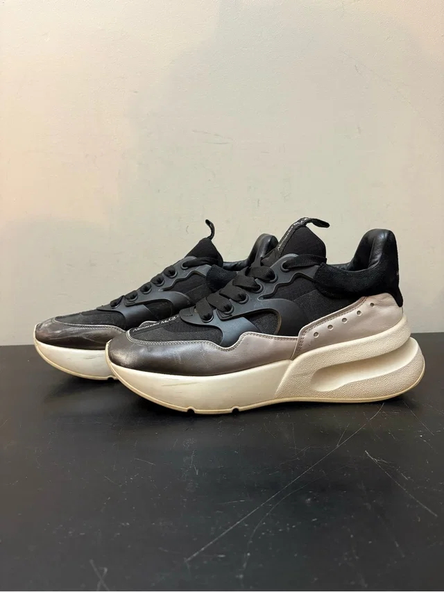 Alexander McQueen Oversized Court Mesh Runner Black Grey White in black|gray from Poshmark