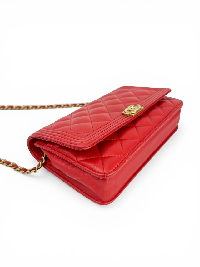 Chanel Boy Wallet on a Chain (WOC) in Red Lambskin from Season 2 Consign, photo 1 of 1