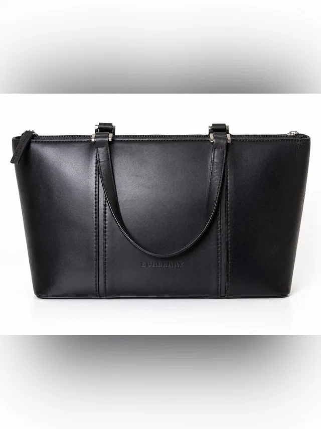 Burberry Leather Structured Tote in black Leather from Poshmark