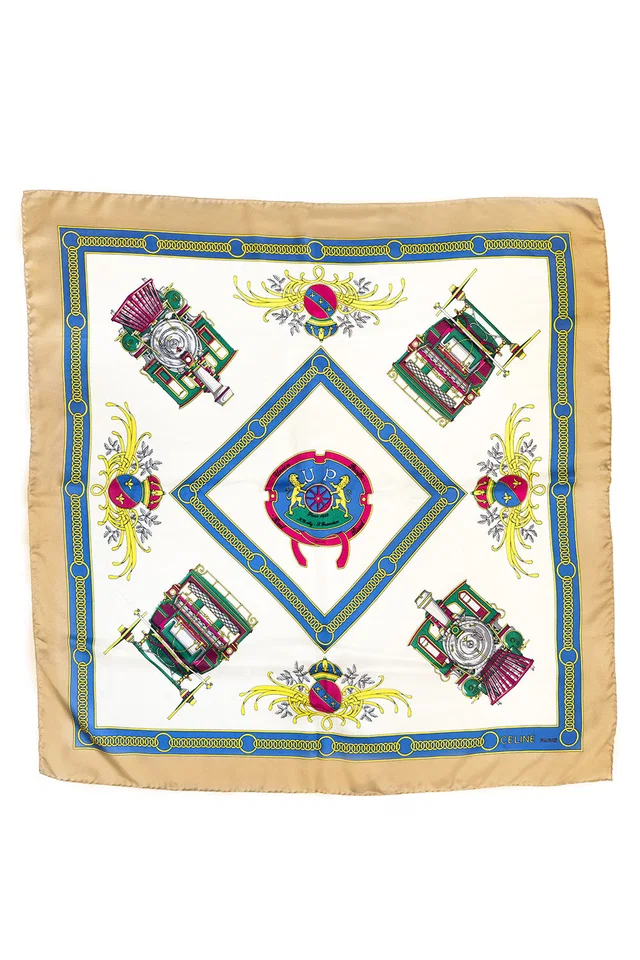 Celine Steam Train Silk Scarf in Silk from Recess LA
