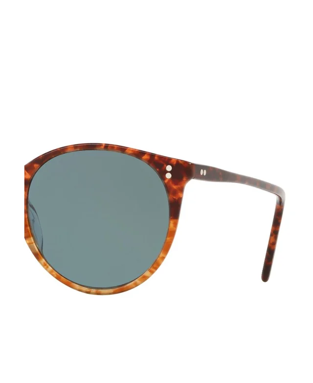 Oliver Peoples Round sunglasses in Acetate Size: Measurements: Lens diameter: 4.8cm, bridge width: 2.2cm, temple length: 14.5cm Description: Tortoiseshell round sunglasses, blue…, photo 2 of 3 from SENSER