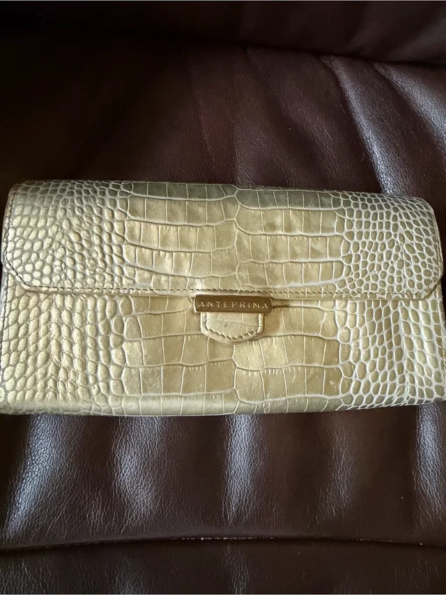 Anteprima Croc-Embossed Clutch Long Wallet Guc in gold Crocodile from Poshmark