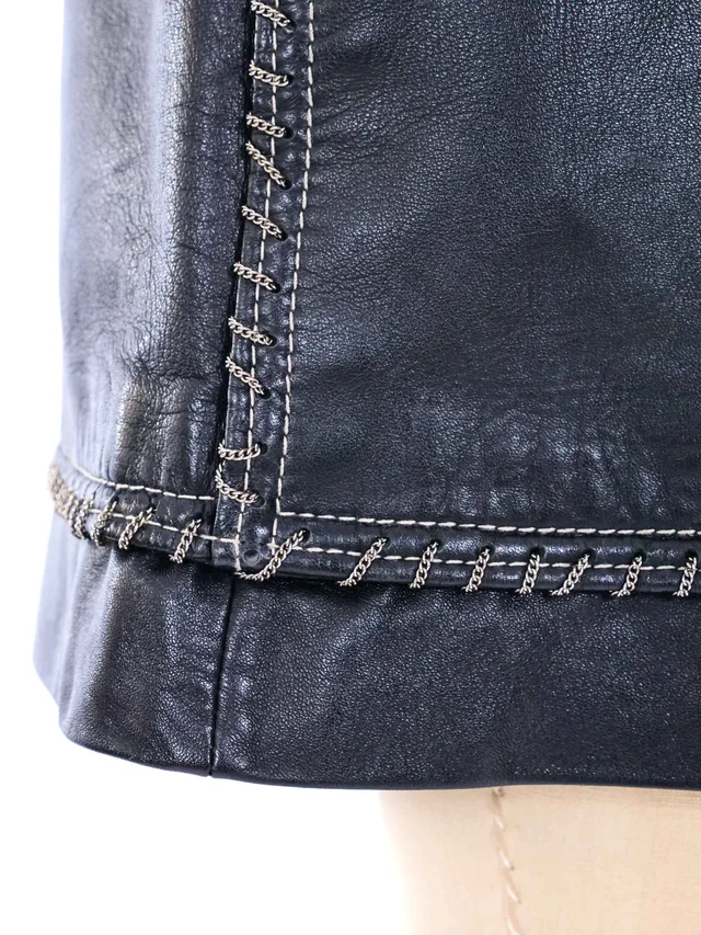 Versace Chainlink Embellished Leather Skirt in Leather from Arcade Vintage, photo 2 of 2