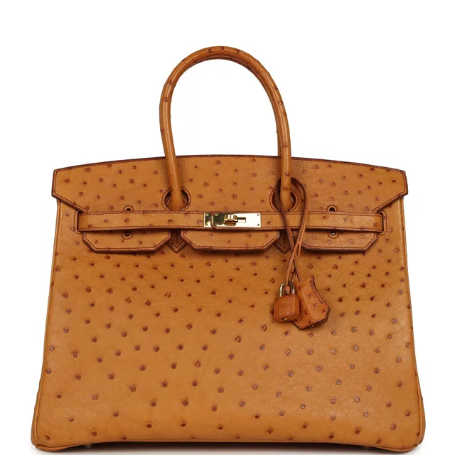 Hermès Birkin 35 Cognac Ostrich Gold Hardware in Brown Ostrich from Madison Avenue Couture