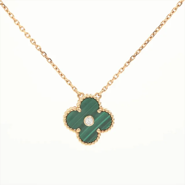 Van Cleef & Arpels Vintage Alhambra Limited Edition Holiday Pendant Malachite Diamond Necklace from The Purse Affair