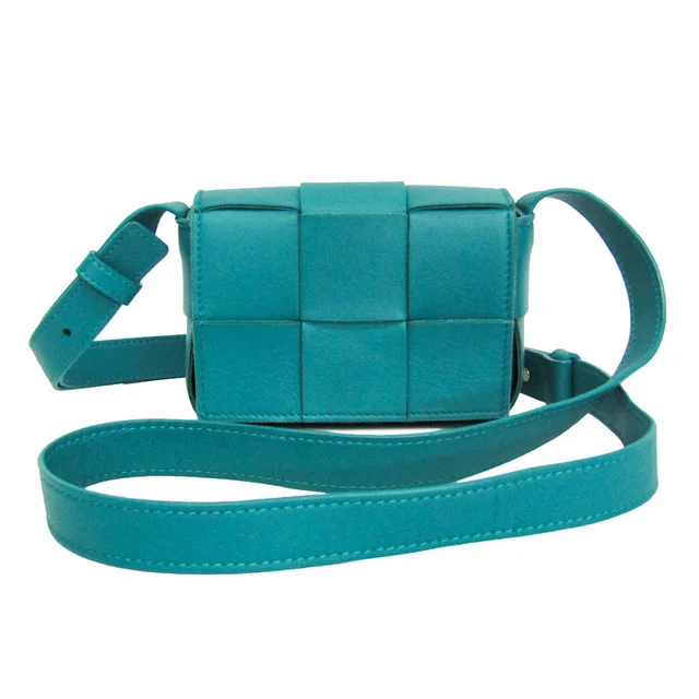 Bottega Veneta Intrecciato Cassette 666688 Men,Women Leather Shoulder Bag Blue in Blue Leather from Elady