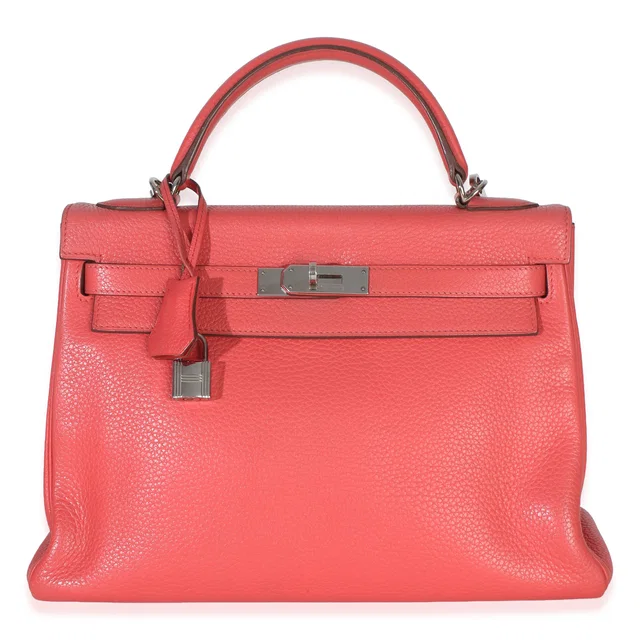 Hermès Rose Lipstick Clemence Kelly 32 Phw Pink Leather Handbag in Pink Clemence leather from HEWI