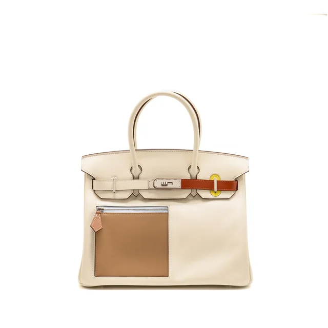 Hermès Birkin 30 COLORMATIC SWIFT NATA/CHAI/CUIVRE/LIME/MAUVE SHW STAMP U in Swift leather from EMIER