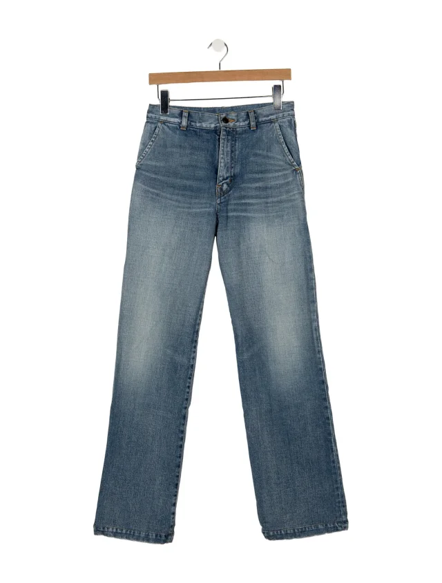 Saint Laurent High-Rise Straight Leg Jeans in blue from The RealReal