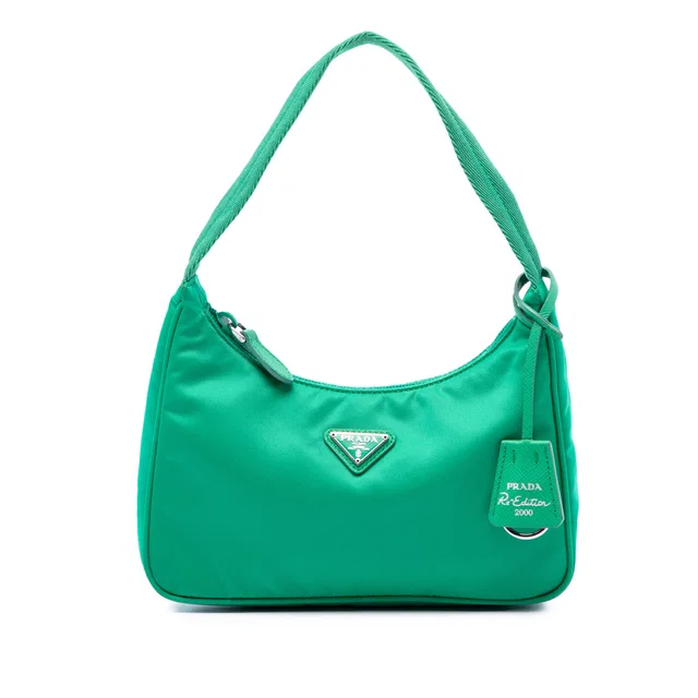 Green Prada Mini Tessuto Re Edition 2000 Shoulder Bag in Green Nylon from Designer Revival