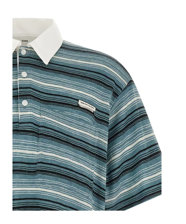 Song For The Mute Gym Oversized Stripe Polo Shirt, photo 3 of 4 from SENSER