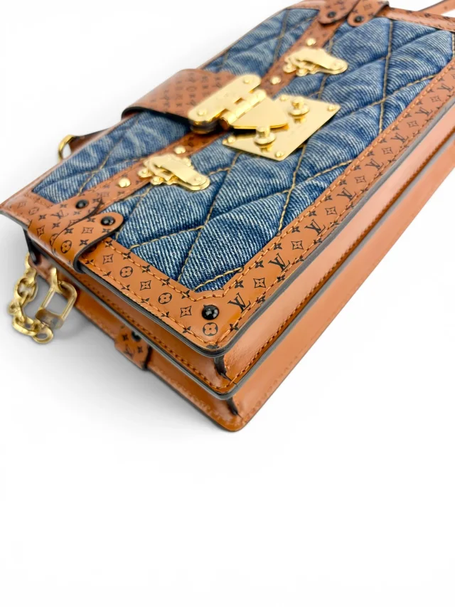 Louis Vuitton Limited Edition Denim Calfskin Malletage Trunk Clutch in Calfskin from Season 2 Consign, photo 9 of 10