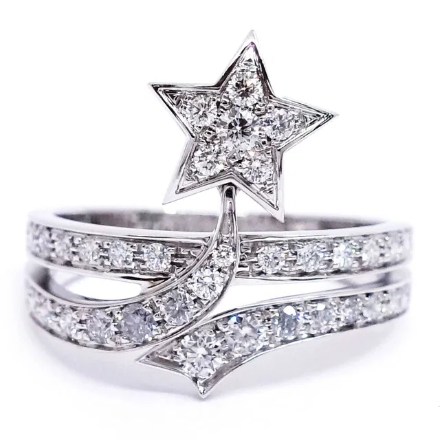 Chanel 18K White Gold Comet Diamond Ring Star in White from The Reluxe