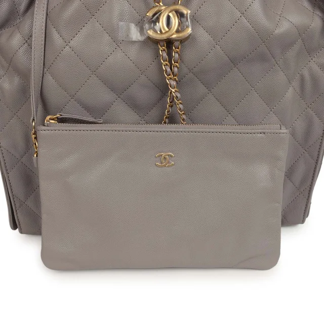 Chanel Medium 25 Hobo Bag Dark Grey Caviar Antique Gold Hardware in Grey Caviar leather from Madison Avenue Couture, photo 8 of 10