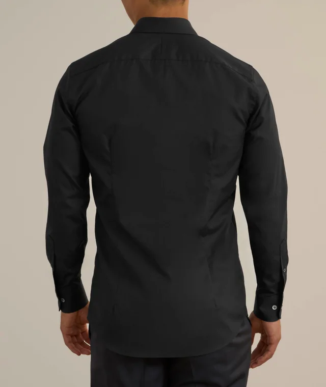 Harold Cotton Poplin Dress Shirt in Black, photo 3 of 4 from Harry Rosen