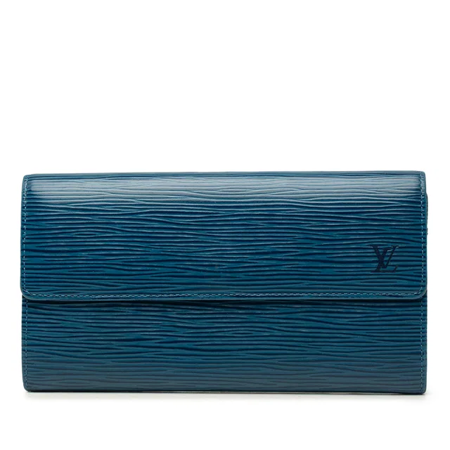 Blue Louis Vuitton Epi Sarah Long Wallet in Blue Leather from Designer Revival