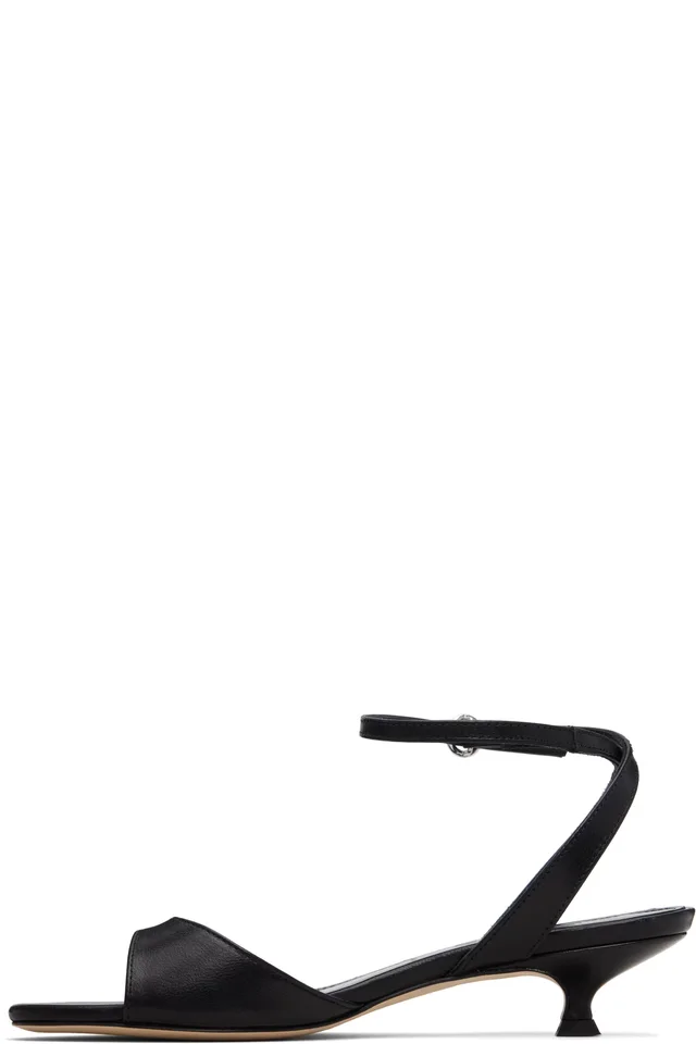 Aeyde Black Zelia Kitten-Heel Sandals, photo 3 of 4 from SSENSE