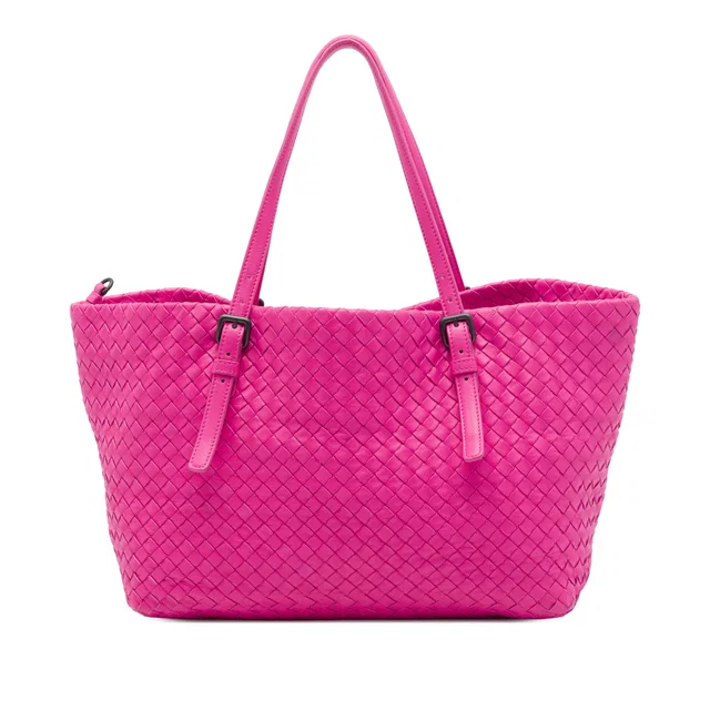 Pink Bottega Veneta Medium Nappa Intrecciato Cesta Tote in Pink Nappa leather from Designer Revival