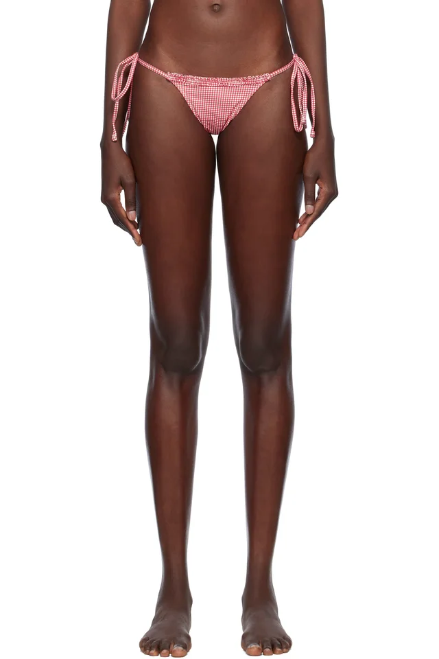 Red & White Divine Skimpy String Bikini Bottom, image 1 of 1 from SSENSE
