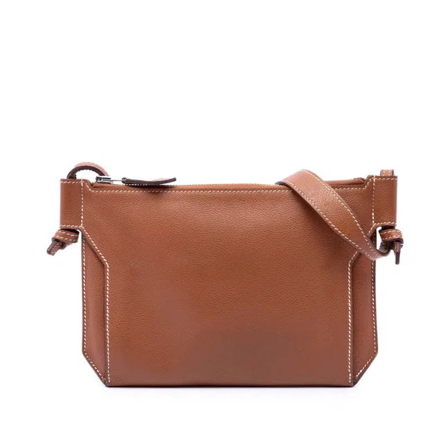Brown Hermès Evercolor Ultrapla 24 Crossbody Bag in Brown Leather from Designer Revival