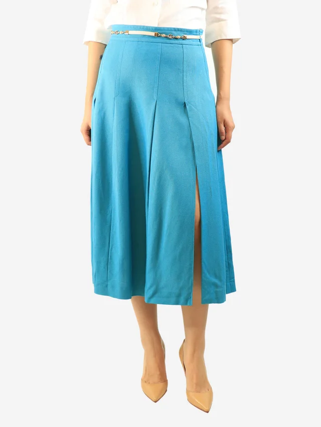 Gucci Blue chain-detail midi skirt - size UK 12 in Blue from Sign of the Times