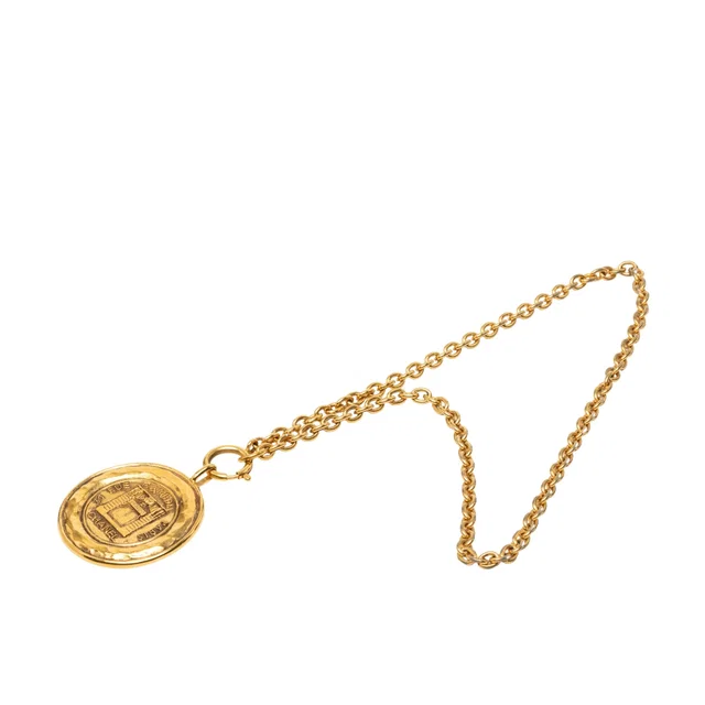 Gold Chanel Gold Plated Rue Cambon Medallion Pendant Necklace in Gold from Designer Revival