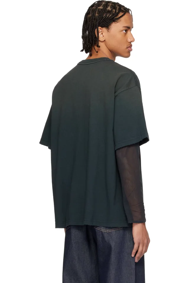 Acne Studios Gray Layered Logo T-shirt, photo 3 of 4 from SSENSE