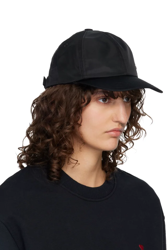 AMI Paris Black Ami de Coeur Stud Cap, photo 2 of 3 from SSENSE