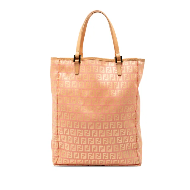 Pink Fendi Zucchino Canvas Vertical Tote in Pink Canvas from Designer Revival