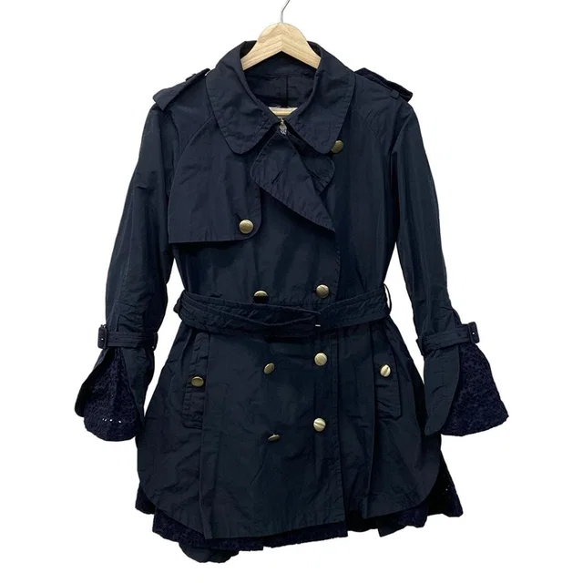 Moncler Coat 0 XS Dark Navy Lace Spring Autumn in Navy from The Reluxe