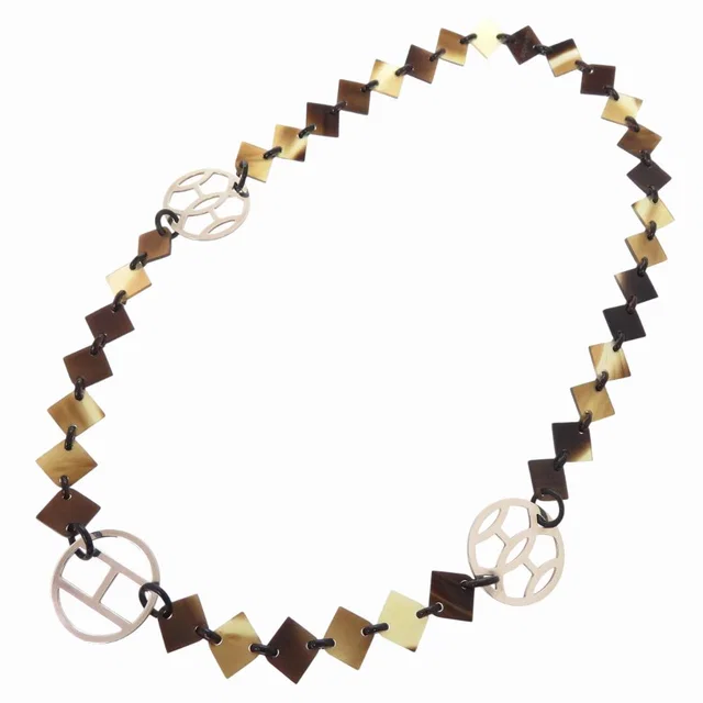 Hermès Diva Buffalo Horn 925 Sterling Silver Brown Necklace in Brown from The Reluxe