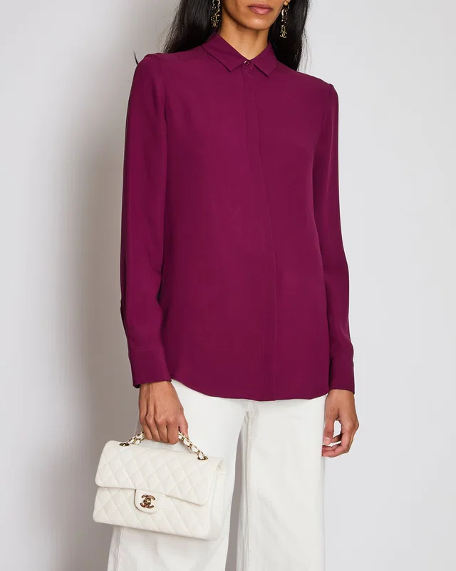 Loro Piana Burgundy Silk Tailored Shirt Size IT 44 ( UK 12) in Burgundy Silk from Sellier