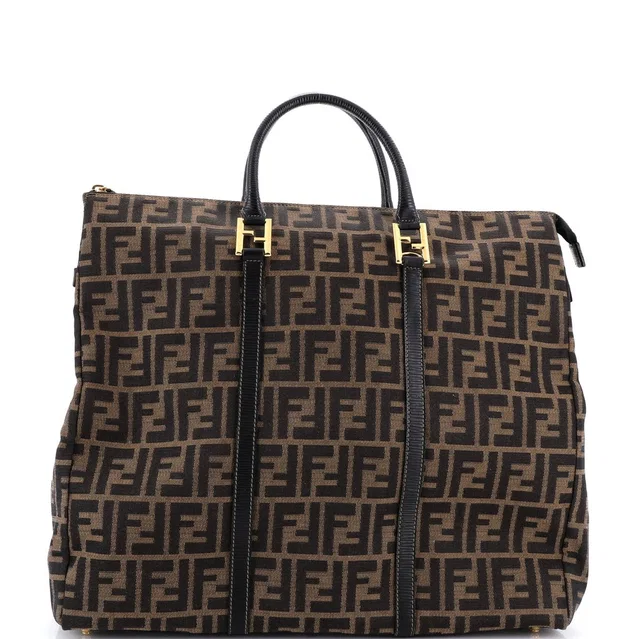 Fendi Vintage Zip Travel Tote Zucca Canvas Large in red|brown Canvas from Rebag