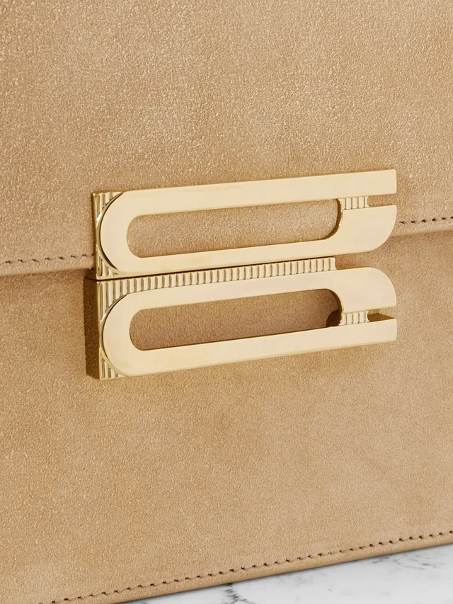 VICTORIA BECKHAM The Dorian leather-trimmed suede shoulder bag - beige - One Size in Beige 100% Suede leather, photo 4 of 6 from NET-A-PORTER (Canada)