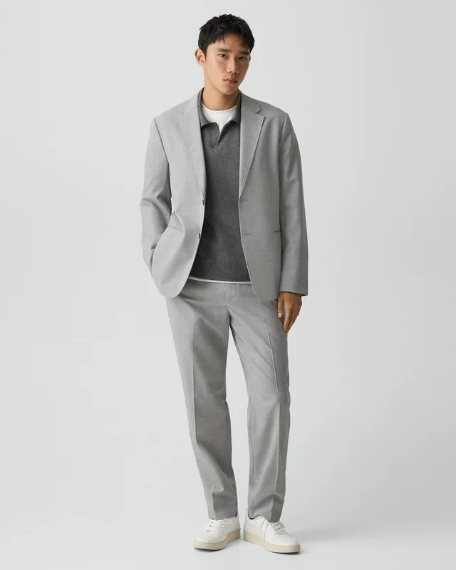 Theory Clinton Blazer in Motion Wool in VAPOR MELANGE 54% Virgin Wool, 25% Recycled Polyester, 20% Polyester, 1% Spandex, photo 5 of 14 from Theory