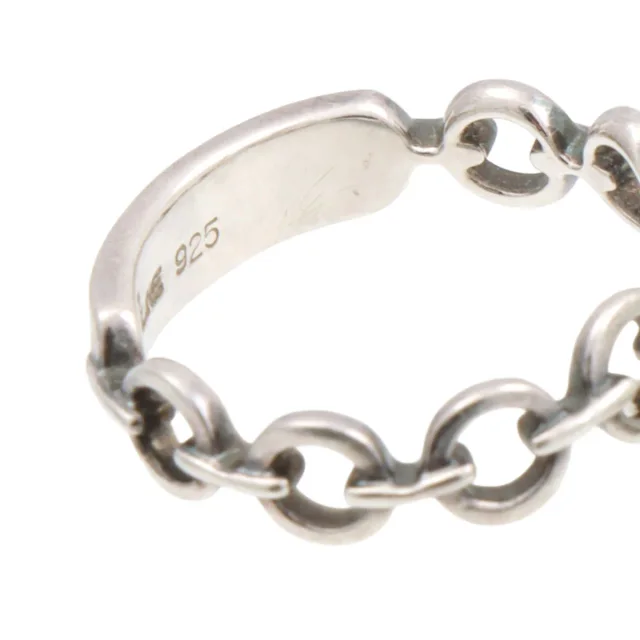 Celine SV925 rhinestone macaroon chain ring #49 silver from VINTAGE QOO TOKYO, photo 6 of 7