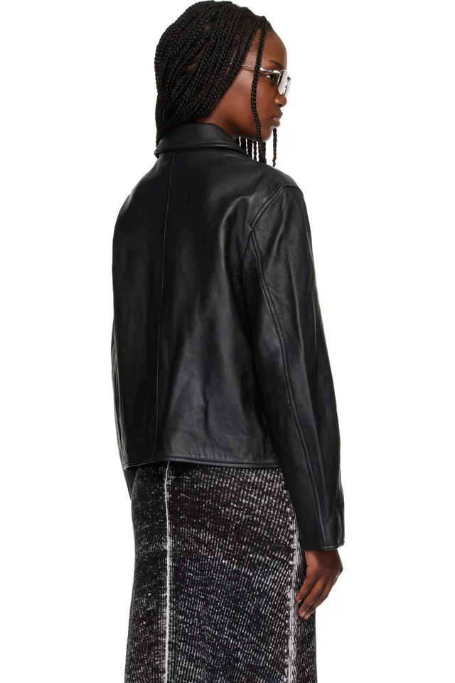 Diesel Black L-Amar-Fem-S2 Leather Jacket, photo 3 of 4 from SSENSE