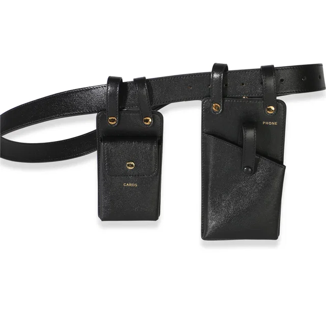 Fendi Black Vitello Glacier Utility Belt Pouch in Black Leather from myGemma