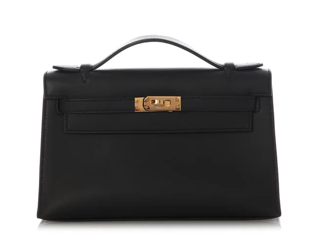 Hermès Black Swift Kelly Pochette in Black Swift leather from Ann's Fabulous Finds