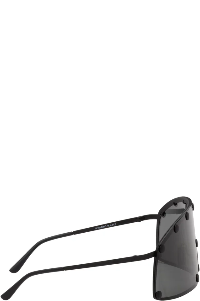 Rick Owens Black Temple Shielding Sunglasses, photo 2 of 4 from SSENSE
