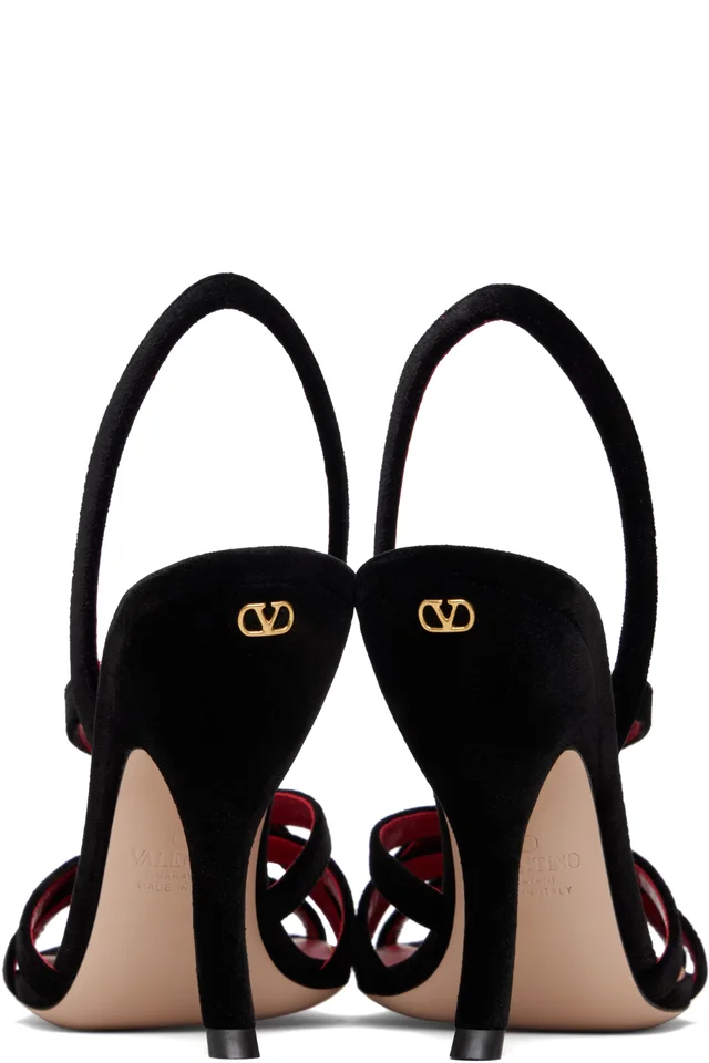 Valentino Garavani Black Fetishique Heeled Sandals, photo 2 of 4 from SSENSE